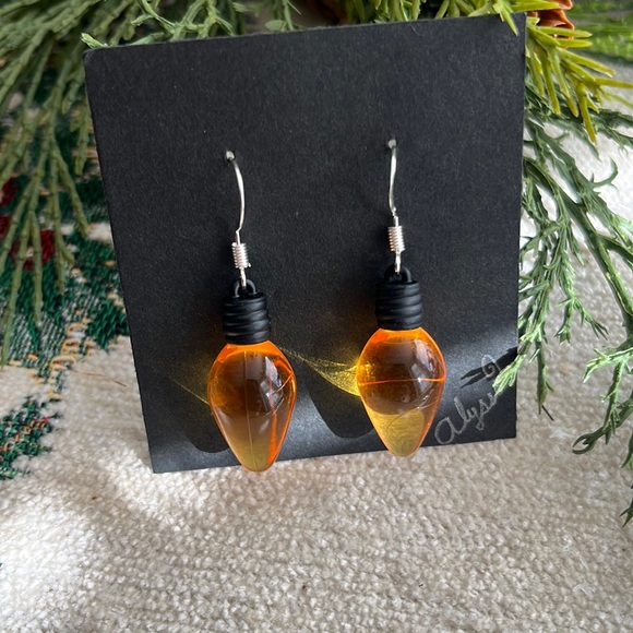 Jewelry - Christmas lightbulb earrings- yellow